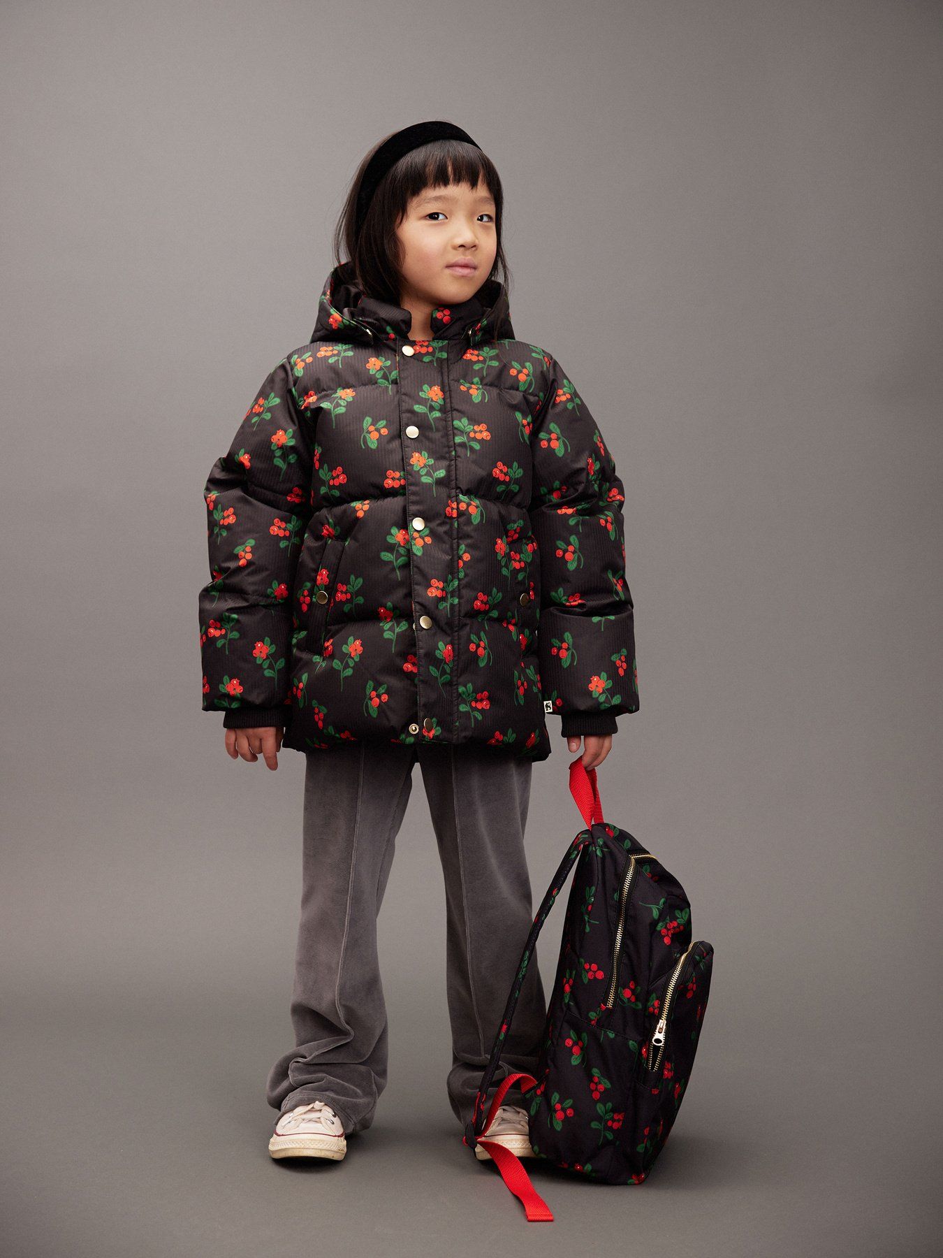 Lingonberries aop hooded puffer