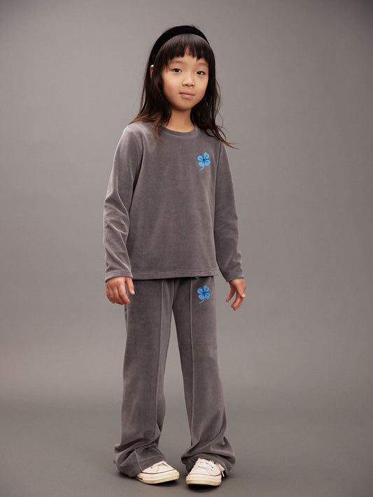 Clover velour flared trousers