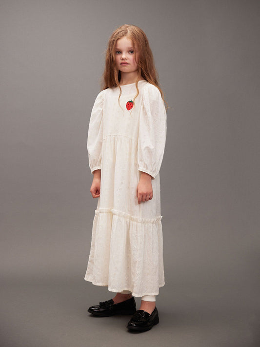 Strawberry schiffli woven dress