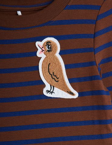 Stripe bird patch ls dress
