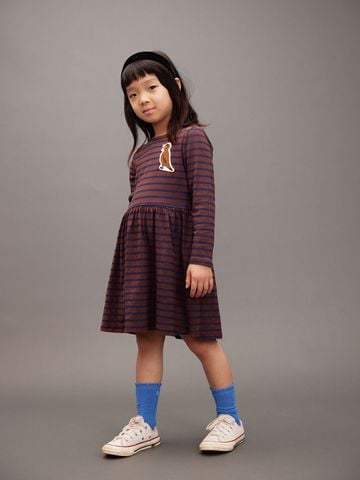 Stripe bird patch ls dress