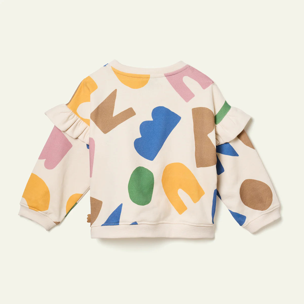 Recycled Cotton Kid Colored Letters Ruffled Sweatshirt