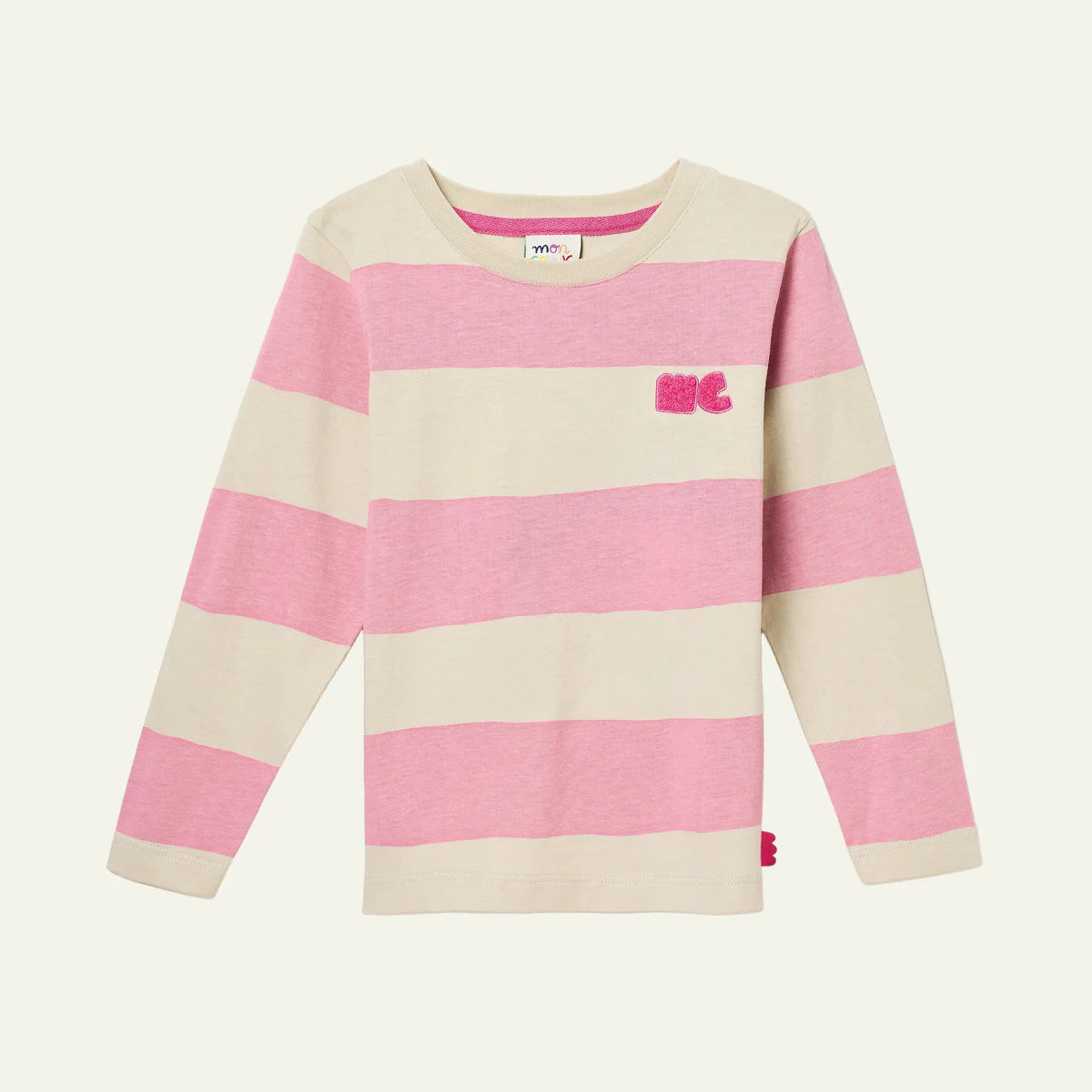 Recycled Cotton Kid Pink Rugby Stripe T-Shirt