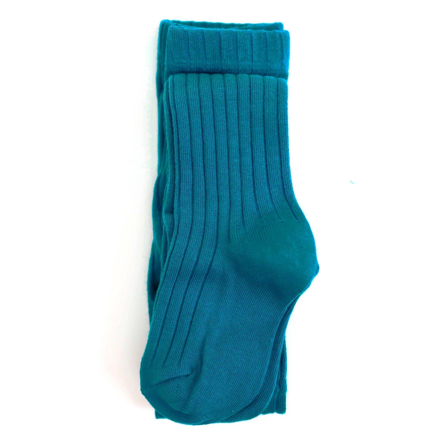Ribbed Knit Tights - Teal: 7-8 YEARS