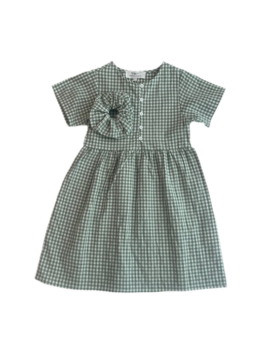 gingham dress and scrunchy