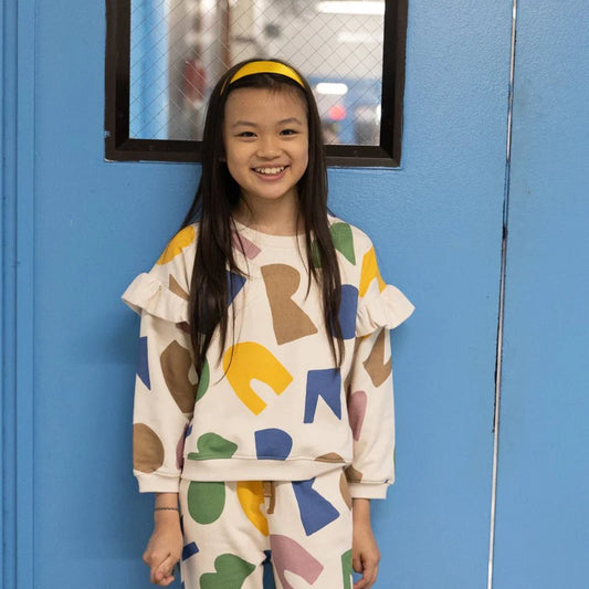 Colored Letters Ruffled Sweatshirt