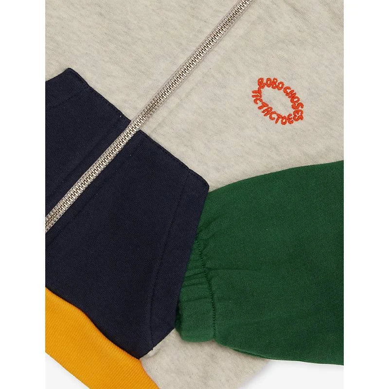 Tic Tac Toe color block zipped sweatshirt