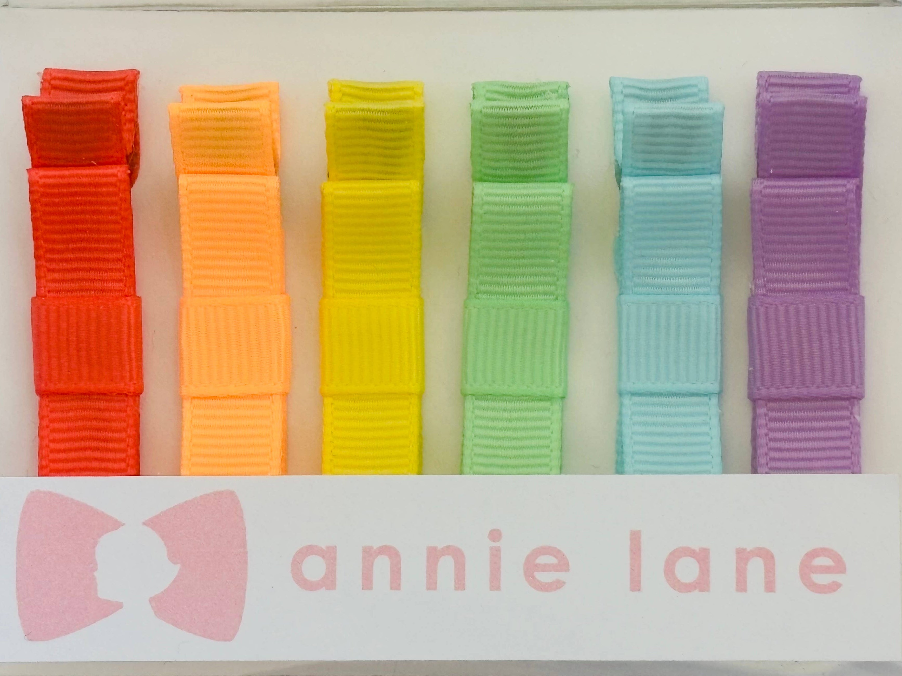 Hair Bows - Classic Grosgrain - Rainbow Bright - Set of Six