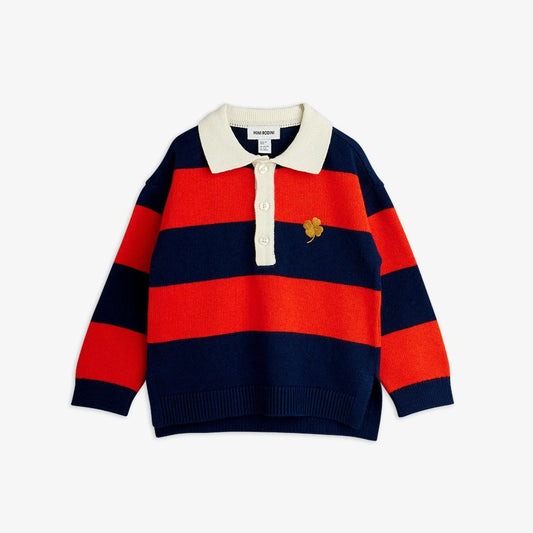 Clover emb knitted rugby sweater
