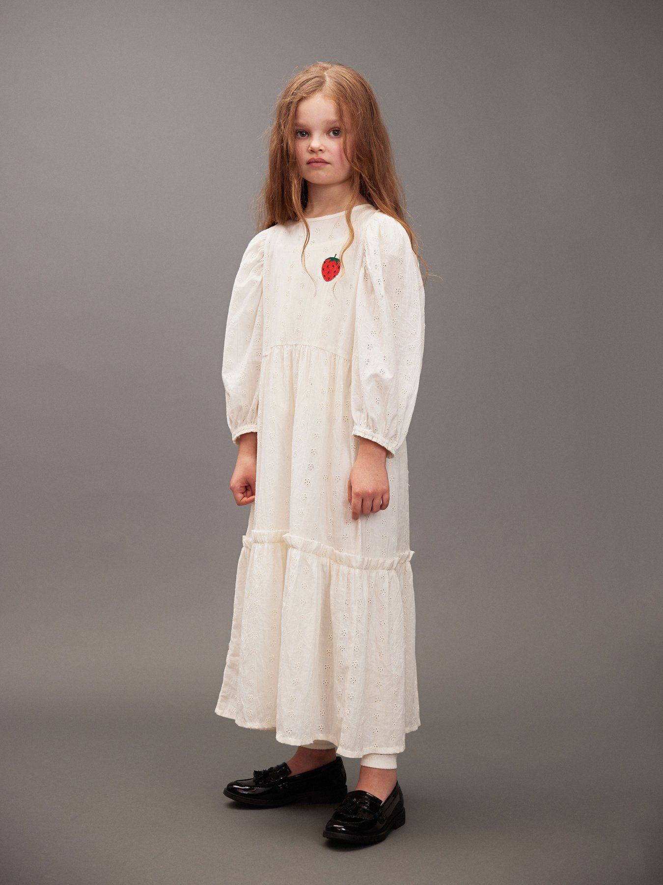 Strawberry schiffli woven dress