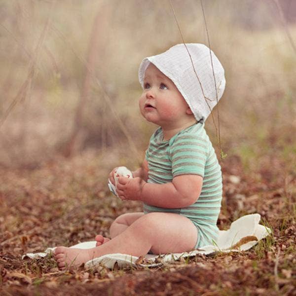 Organic Baby Toy - Baseball Rattle (Handmade): 2.5" d