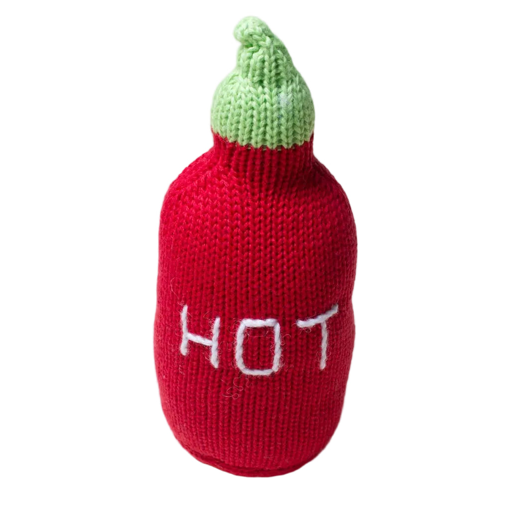 Organic Baby Toy - Hot Sauce Rattle (Handmade): 2"w X 6.5"h