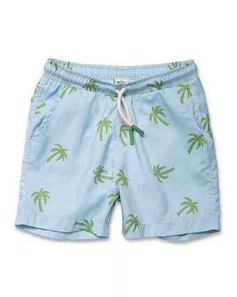 Palm tree swim trunk blue