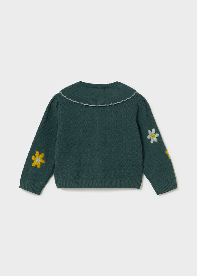 Floral-embroidered Velvet Cardigan