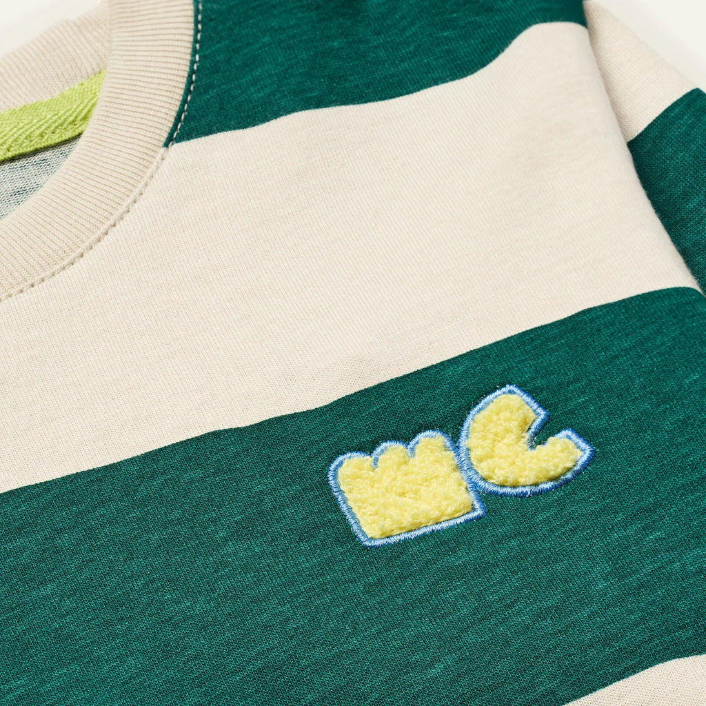 Recycled Cotton Baby Green Rugby Stripe T-Shir