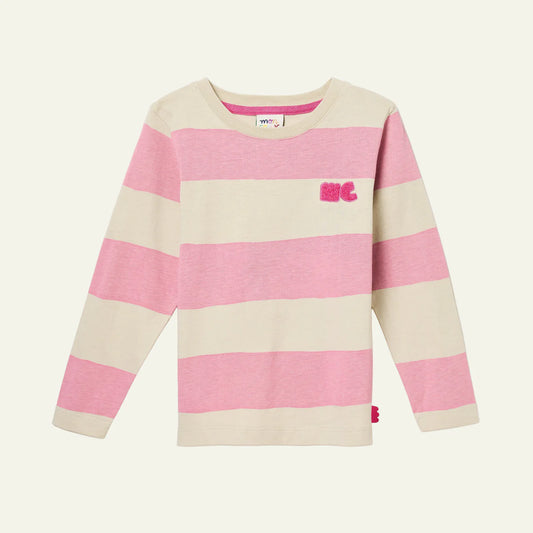 Recycled Cotton Kid Pink Rugby Stripe T-Shirt