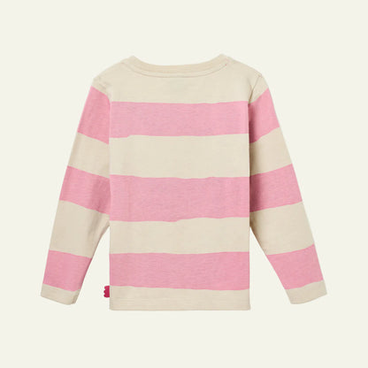Recycled Cotton Kid Pink Rugby Stripe T-Shirt