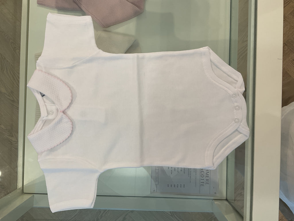 1181/ Baby piquè neck short white