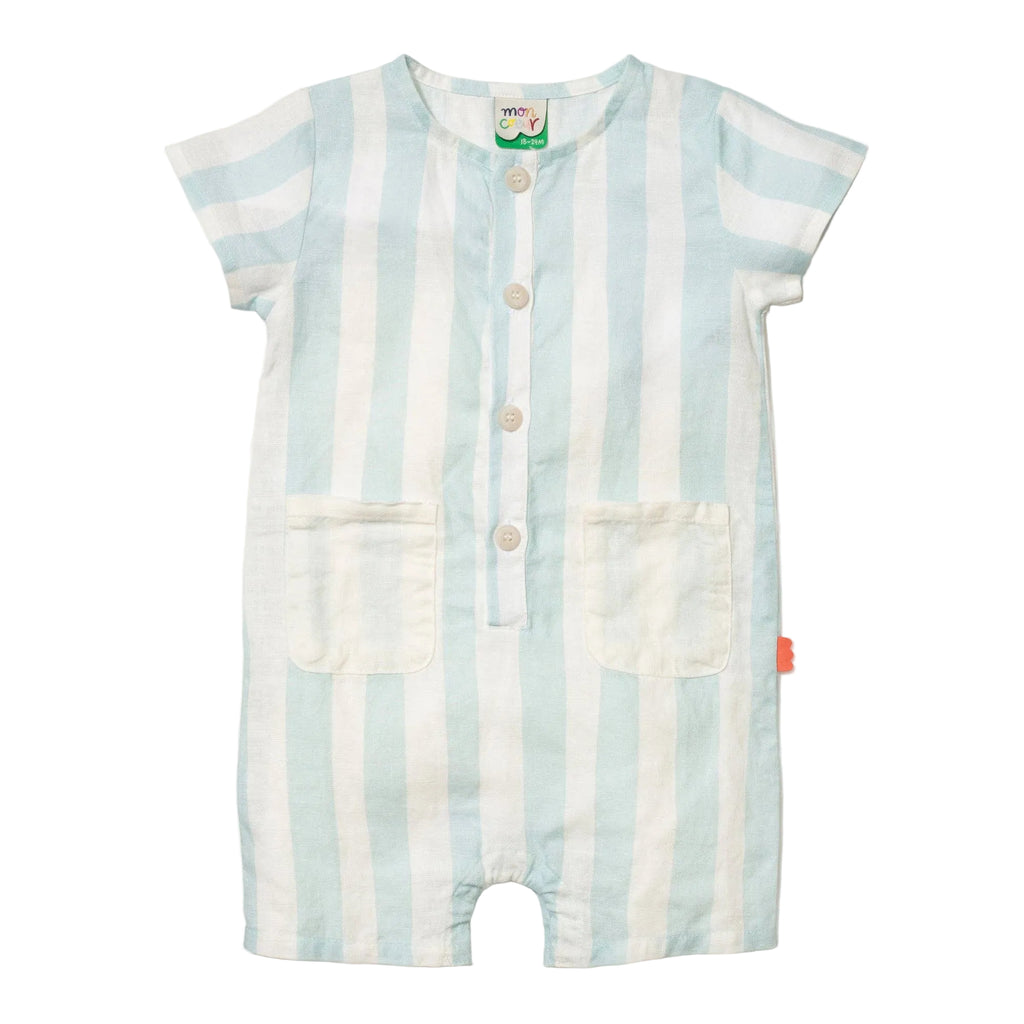 Linen Cabana Stripe Pocket Baby Romper