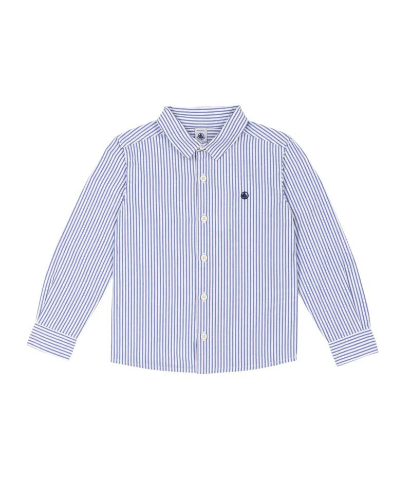 BOY LS STRIPE SHIRT WHITE/BLUE