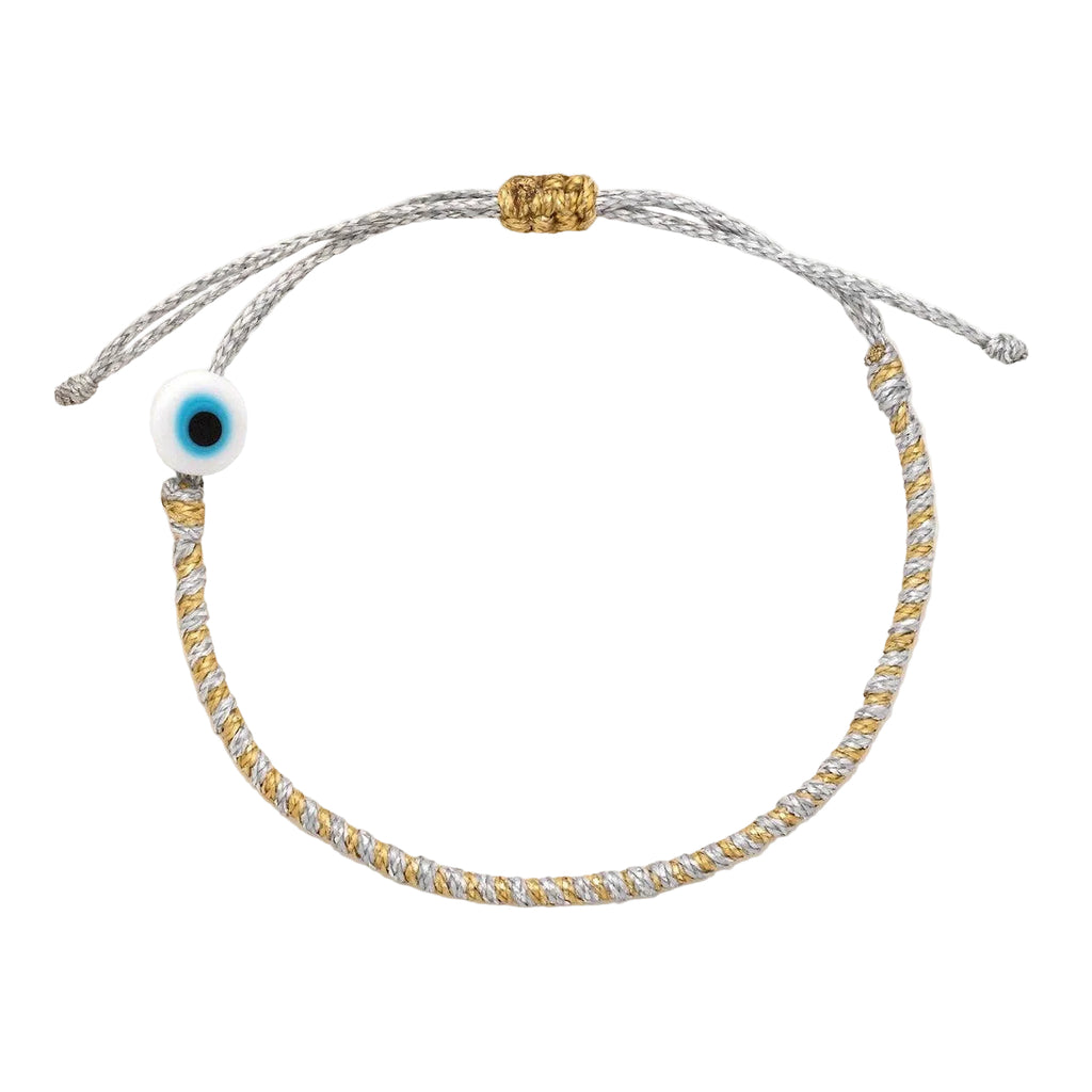 Kids Twisted Duo Color Evil Eye Bracelet: Gold & Silver