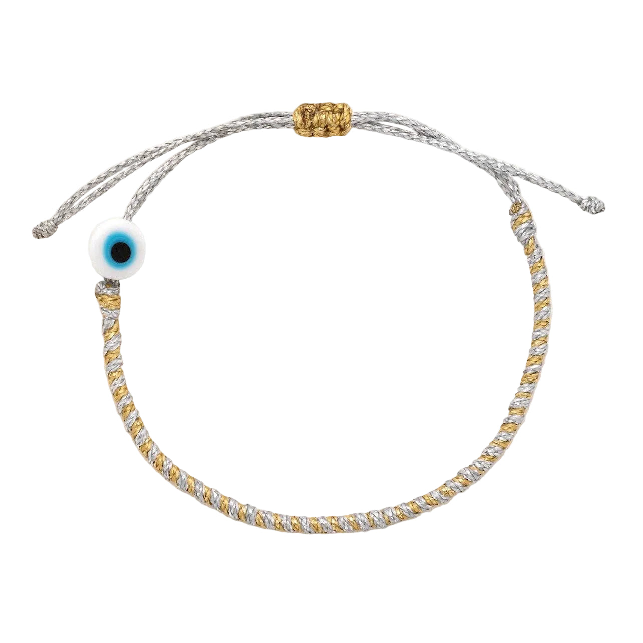 Kids Twisted Duo Color Evil Eye Bracelet: Gold & Silver