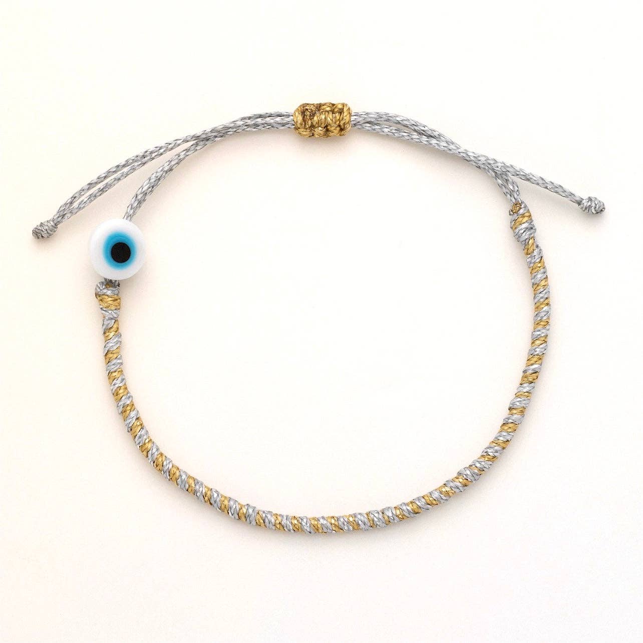 Kids Twisted Duo Color Evil Eye Bracelet: Black & Gold