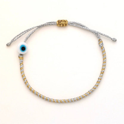 Kids Twisted Duo Color Evil Eye Bracelet: Black & Gold