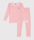 Girl loungewear LS stripe top&pant-Pink/white