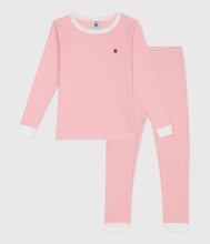Girl loungewear LS stripe top&pant-Pink/white