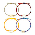 Kids Braided Cowrie Shell Bracelet: Red/Purple