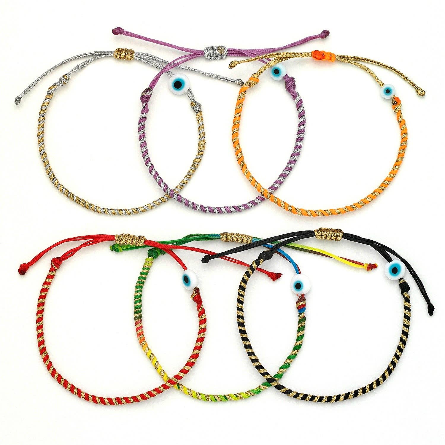 Kids Twisted Duo Color Evil Eye Bracelet: Red & Gold