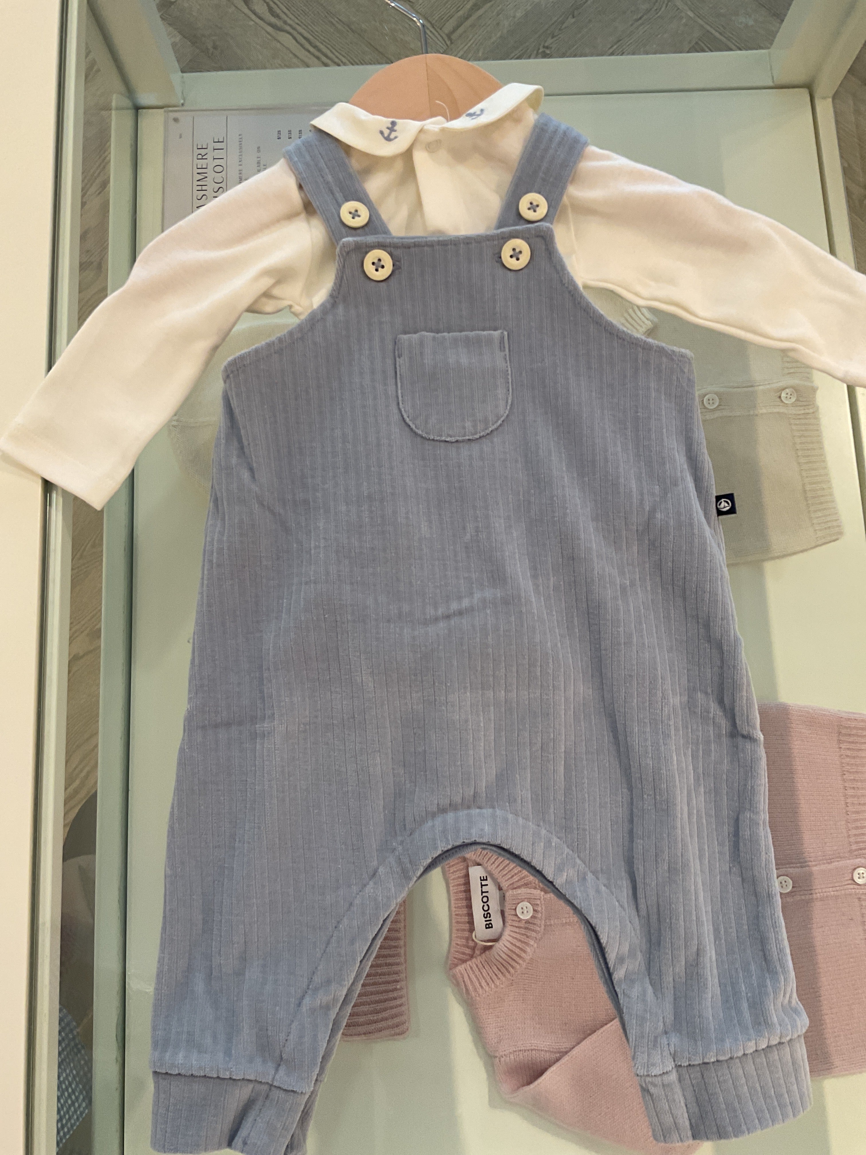 Baby boy 2PC set LS bodysuit & velours light blue