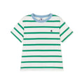 BOY SS STRIPE TEE WITH BLUE TRIM WHITE/GREEN