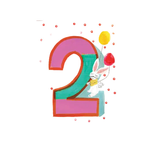 Bunny is two birthday card