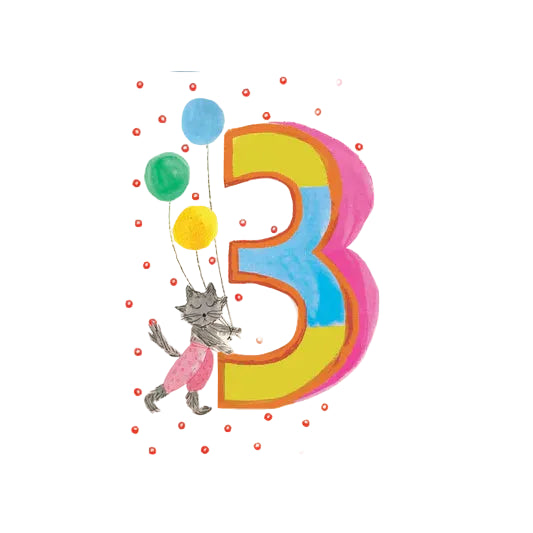 Kitty is Three birthday card