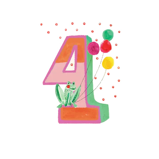 Froggie is Four birthday card
