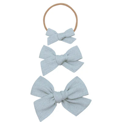 Linen bow headband