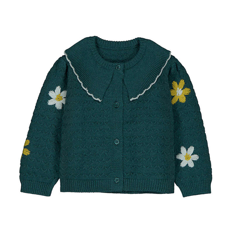 Floral-embroidered Velvet Cardigan