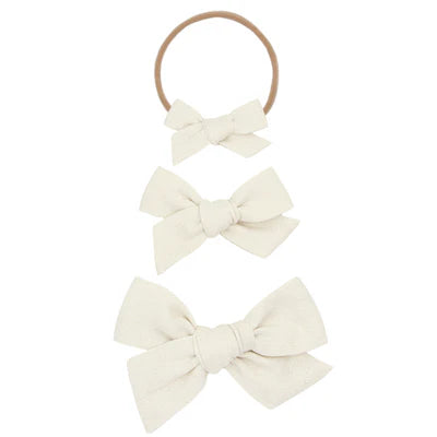Linen bow headband