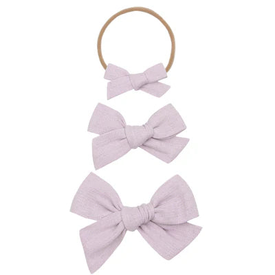 Linen bow headband