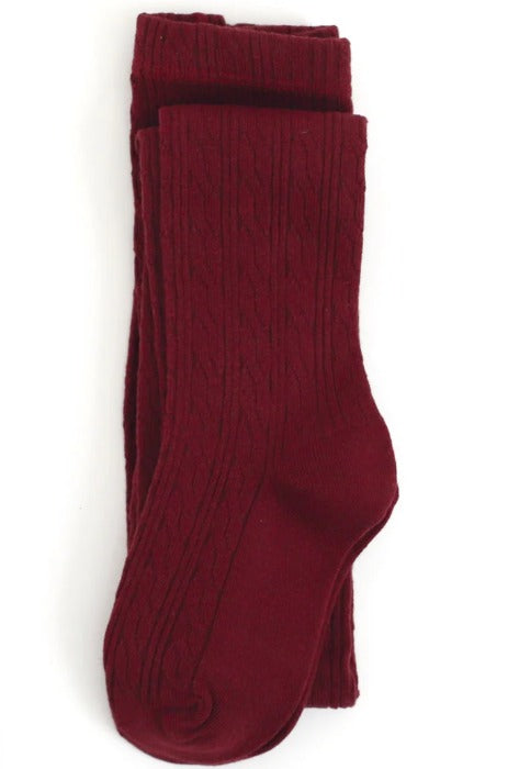 Burgundy cable knit tights