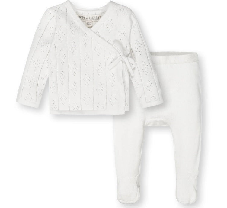 Pointelle organic baby sweater and leggings