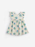 Pixel flower all over ruffled dress