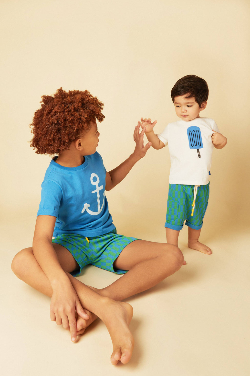 Recycled Cotton Blue Checkered Baby Short