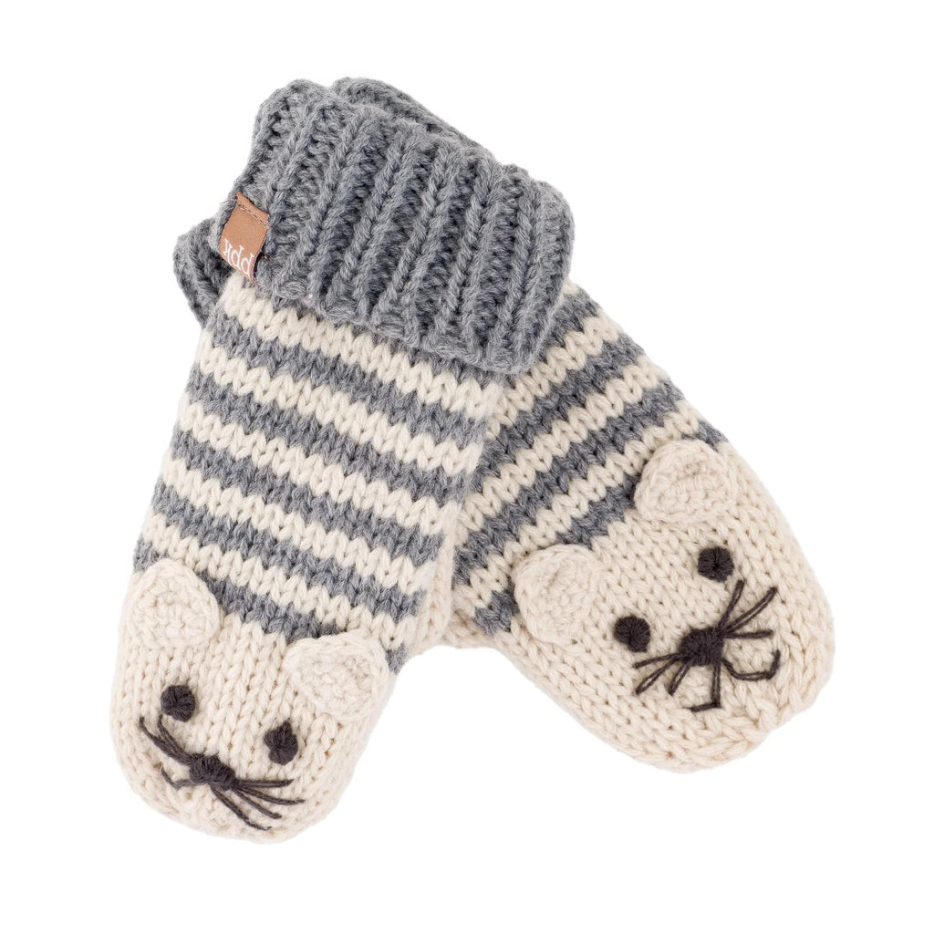 Cat knitted mittens