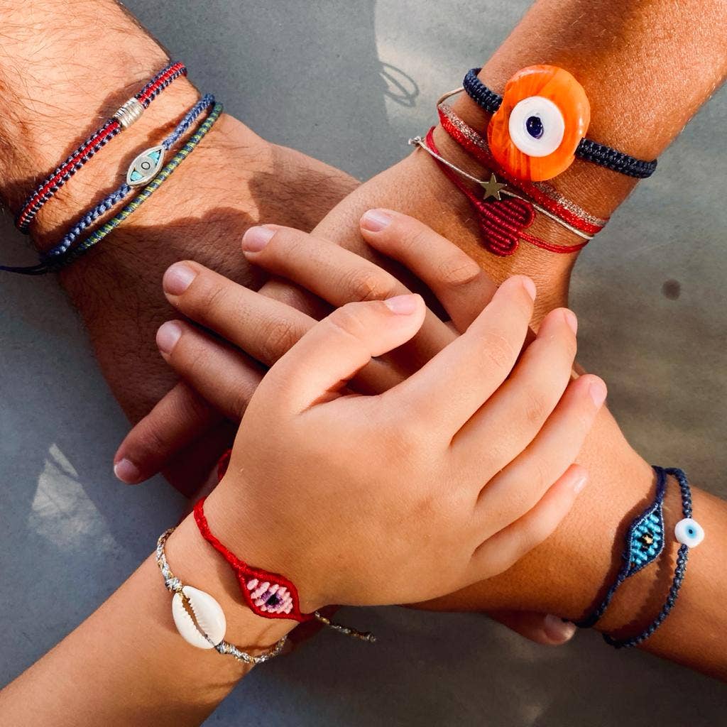 Kids Small Evil Eye Bracelet: Navy/Turquoise