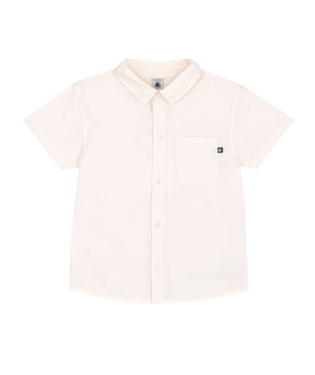 Boy Short sleeves Linen shirt white